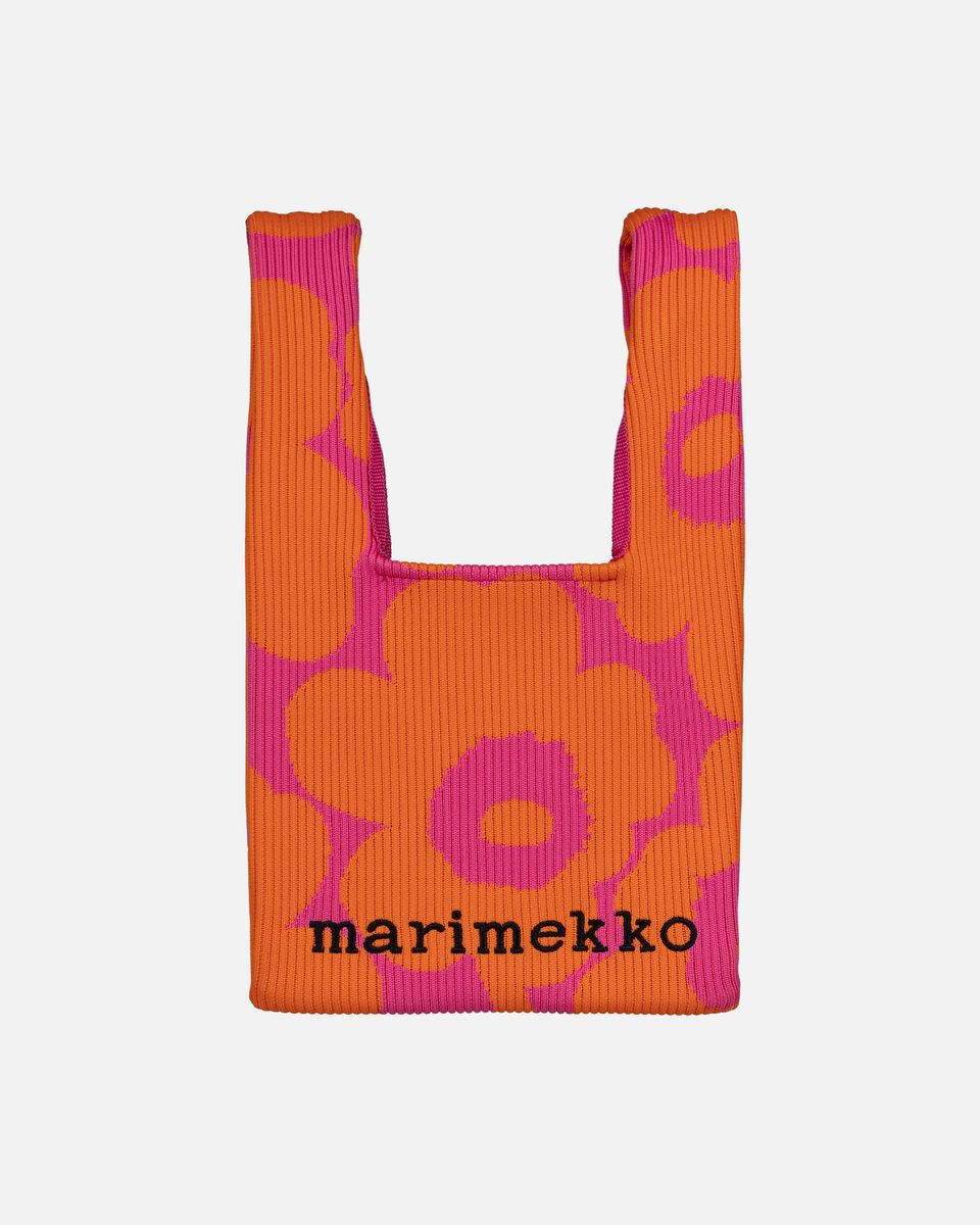 Marimekko Knitted Mini Tote Unikko Bag – Orange/Pink Jacquard Knit