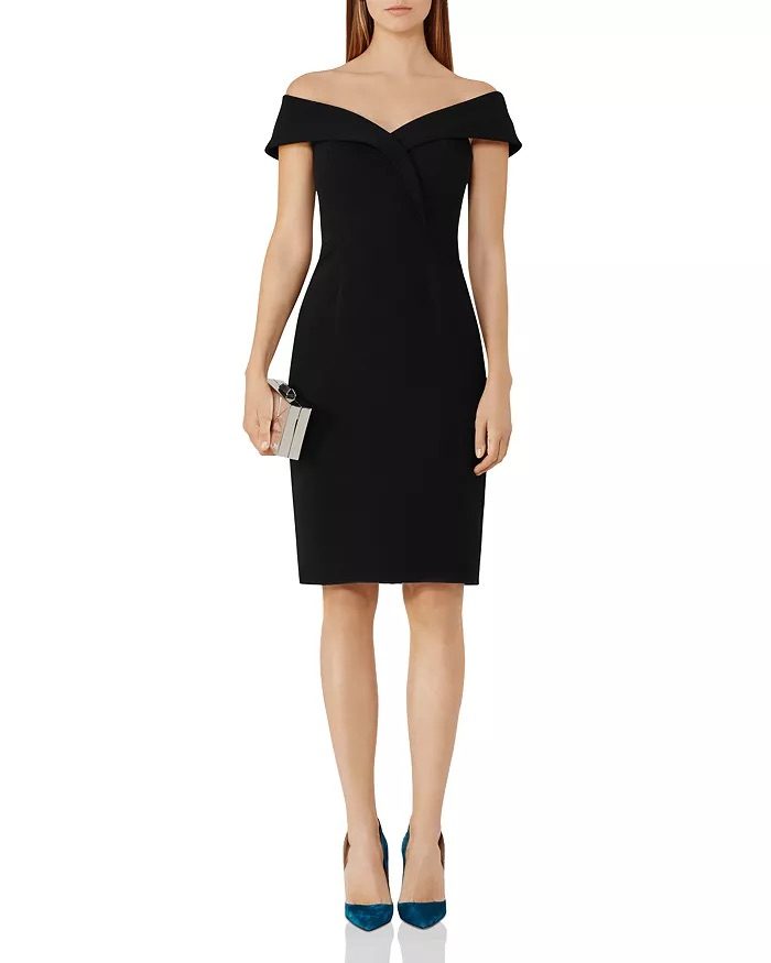 Reiss Black Off Shoulder Dress