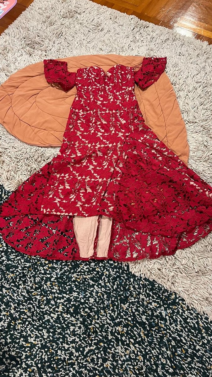 Gorgeous off shoulder red lace dress
