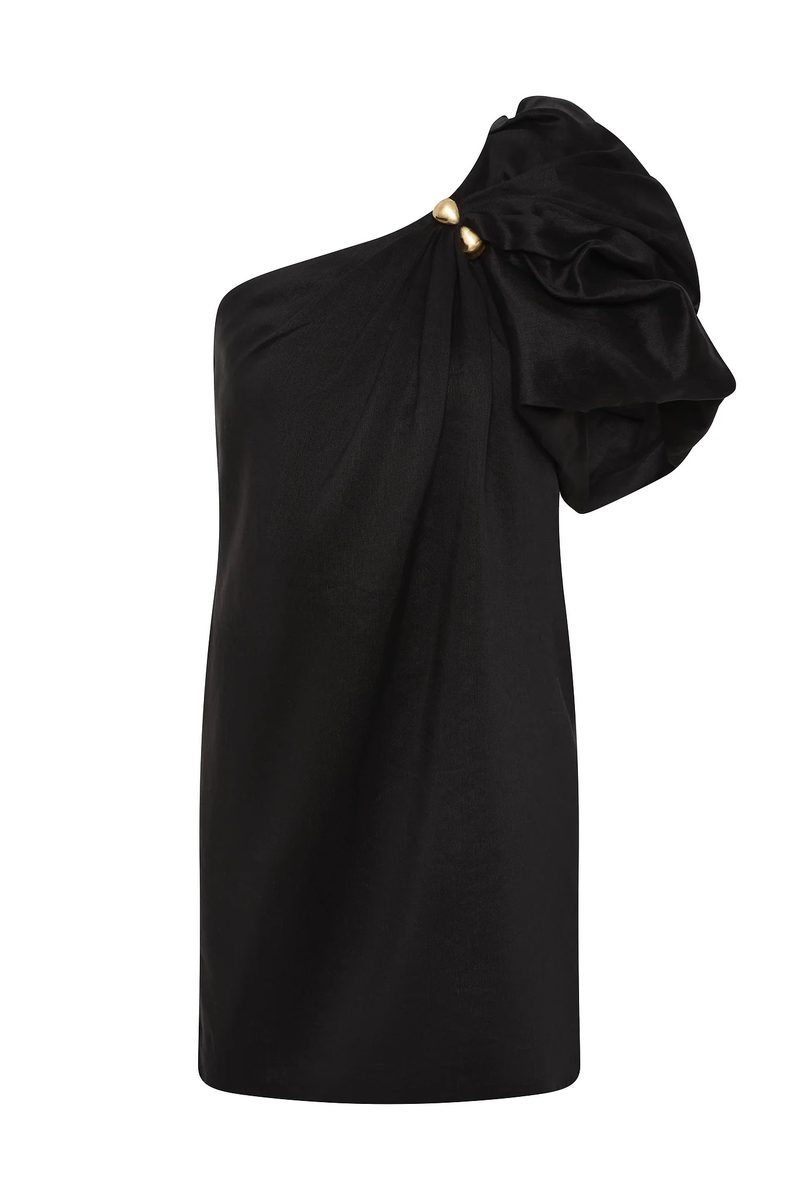 Aje Cira One-Shoulder Mini Dress in Black