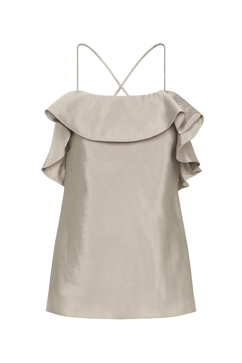Aje Immersion Bias Camisole and Skirt Set in Metallic Oyster Grey
