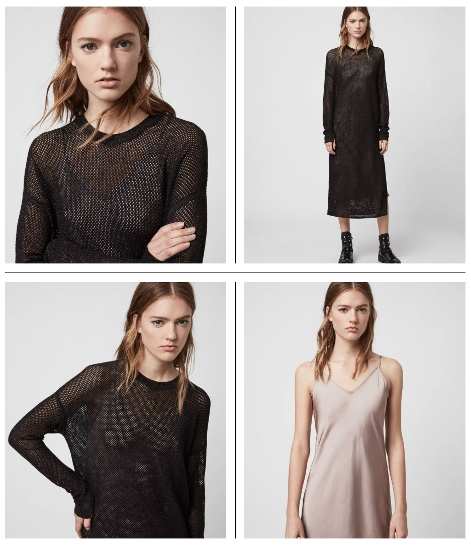 AllSaints Shine Mesh Dress 2-in-1 in M