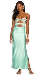 Baobab strapless cut out midi dress in green (size S)