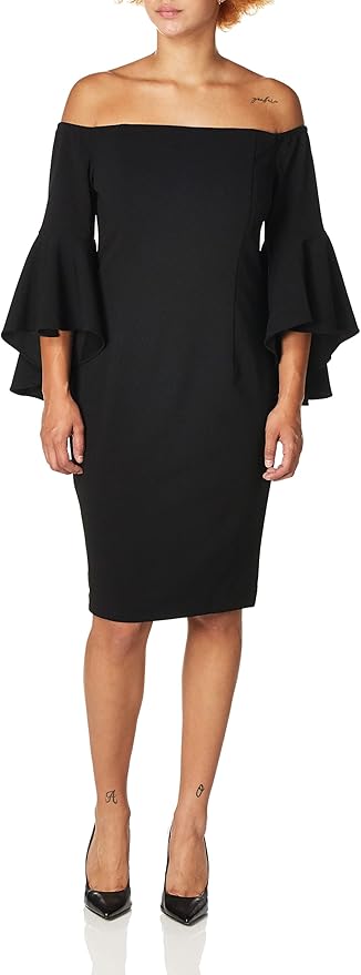 Calvin Klein Off Shoulder Ruffle Sleeve Sheath Dress US 8
