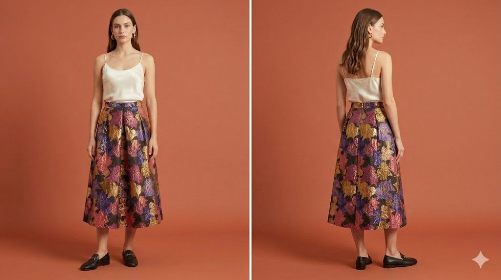SAN FRANCISCO SKIRT LONG LENGTH PINK LEAF