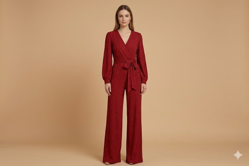 EF Red JUMPSUIT LONG SLEEVES