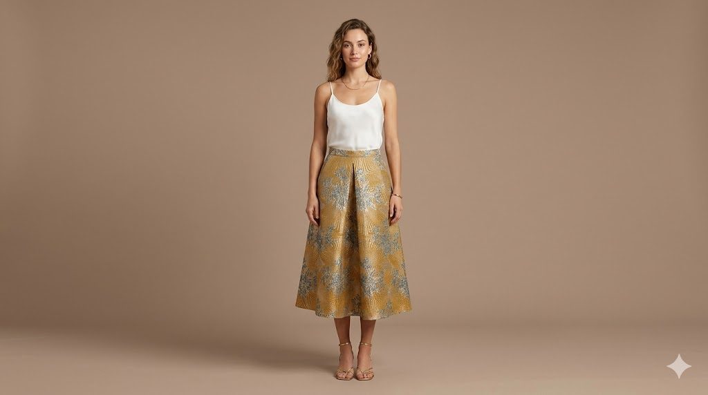 SAN FRANCISCO SKIRT LONG LENGTH OPTIC GOLD