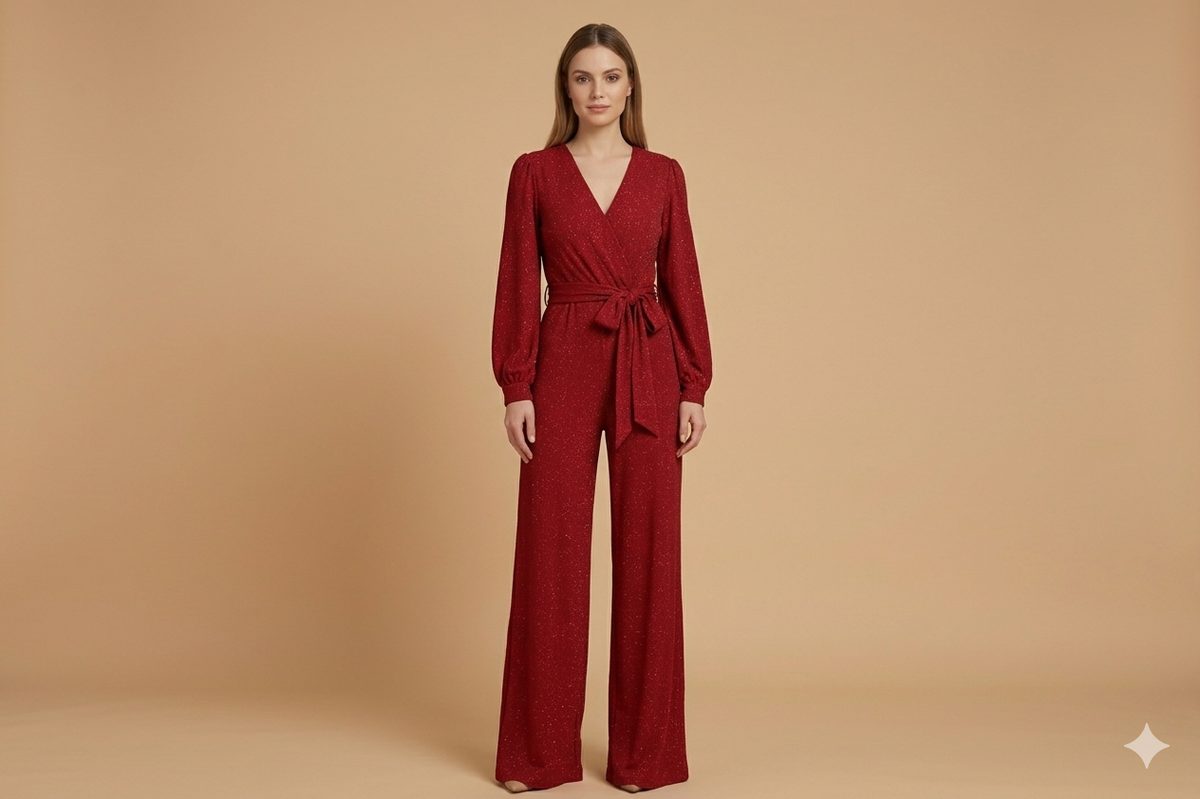 EF Red JUMPSUIT LONG SLEEVES