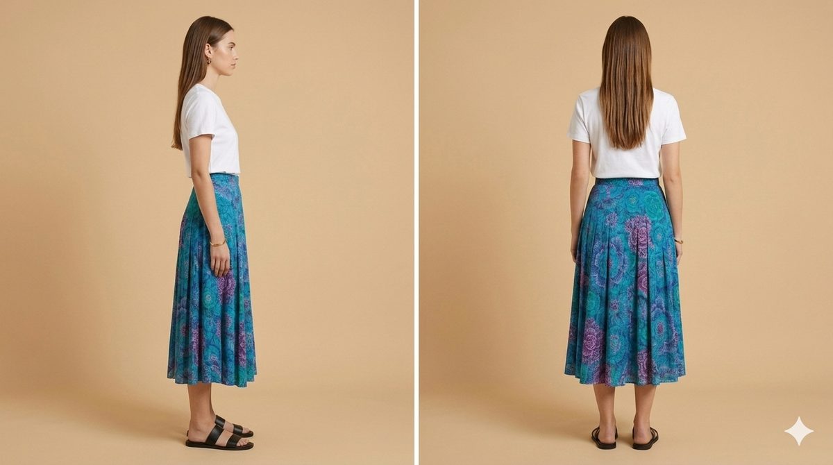 WALLET TAFFETA' SKIRT LONG LENGTH BLUE LEAF