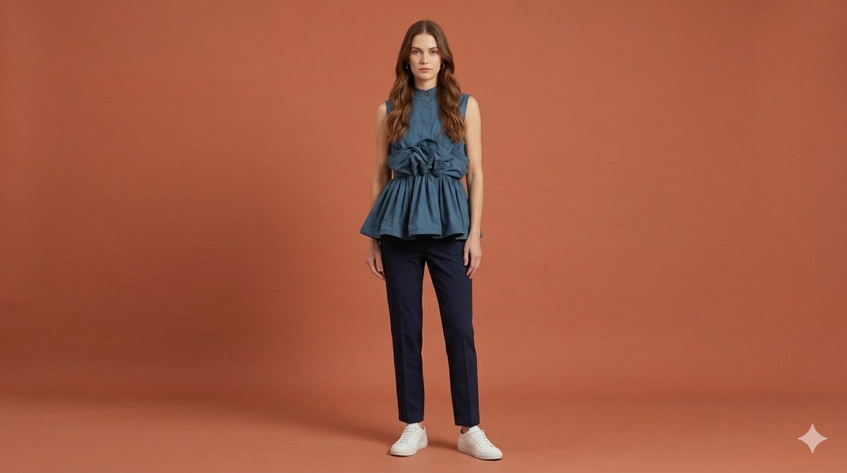 RUFFLED SHIRT BLUE