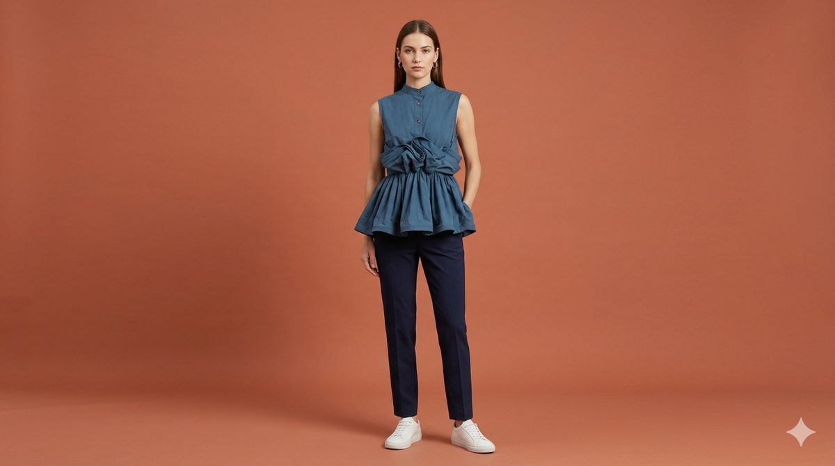 RUFFLED SHIRT BLUE