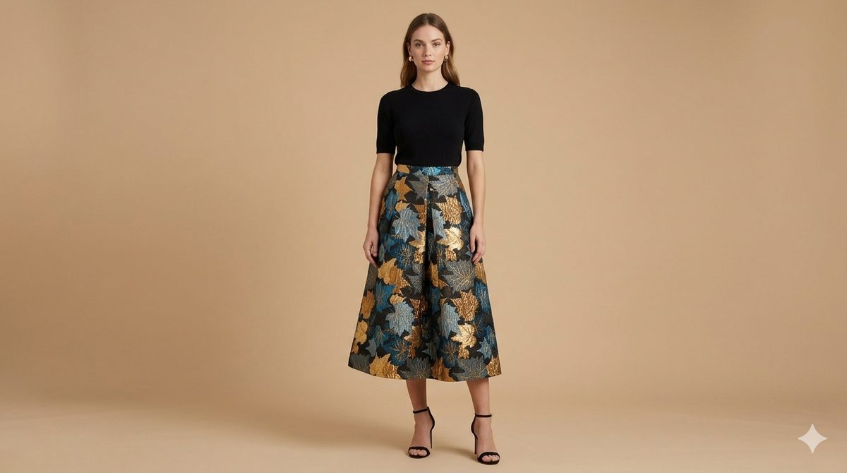 SAN FRANCISCO SKIRT LONG LENGTH BLUE LEAF