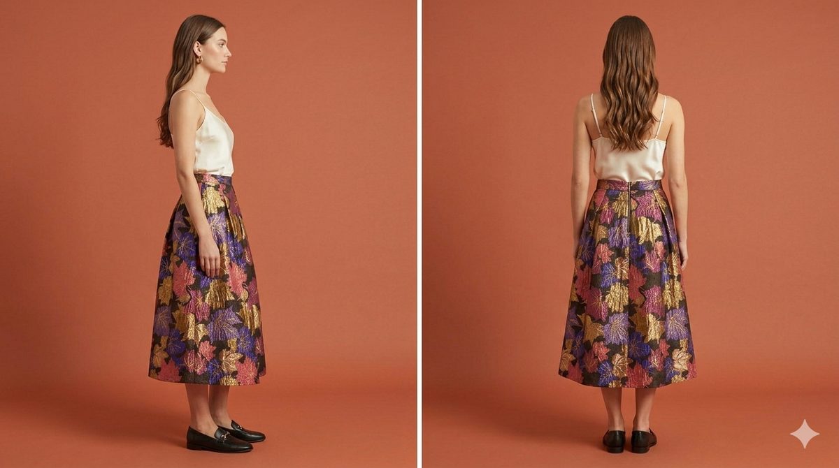 SAN FRANCISCO SKIRT LONG LENGTH PINK LEAF