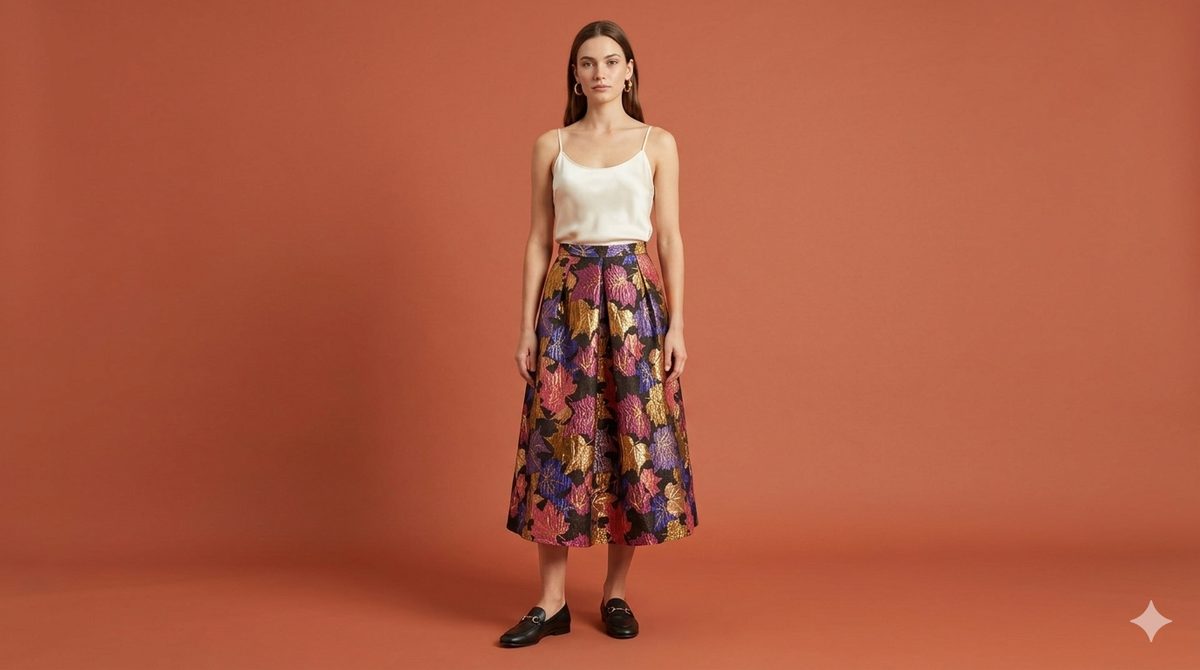 SAN FRANCISCO SKIRT LONG LENGTH PINK LEAF