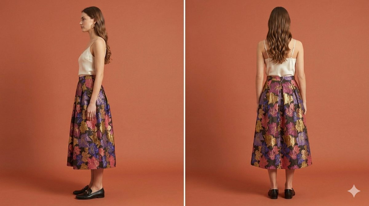 SAN FRANCISCO SKIRT LONG LENGTH PINK LEAF
