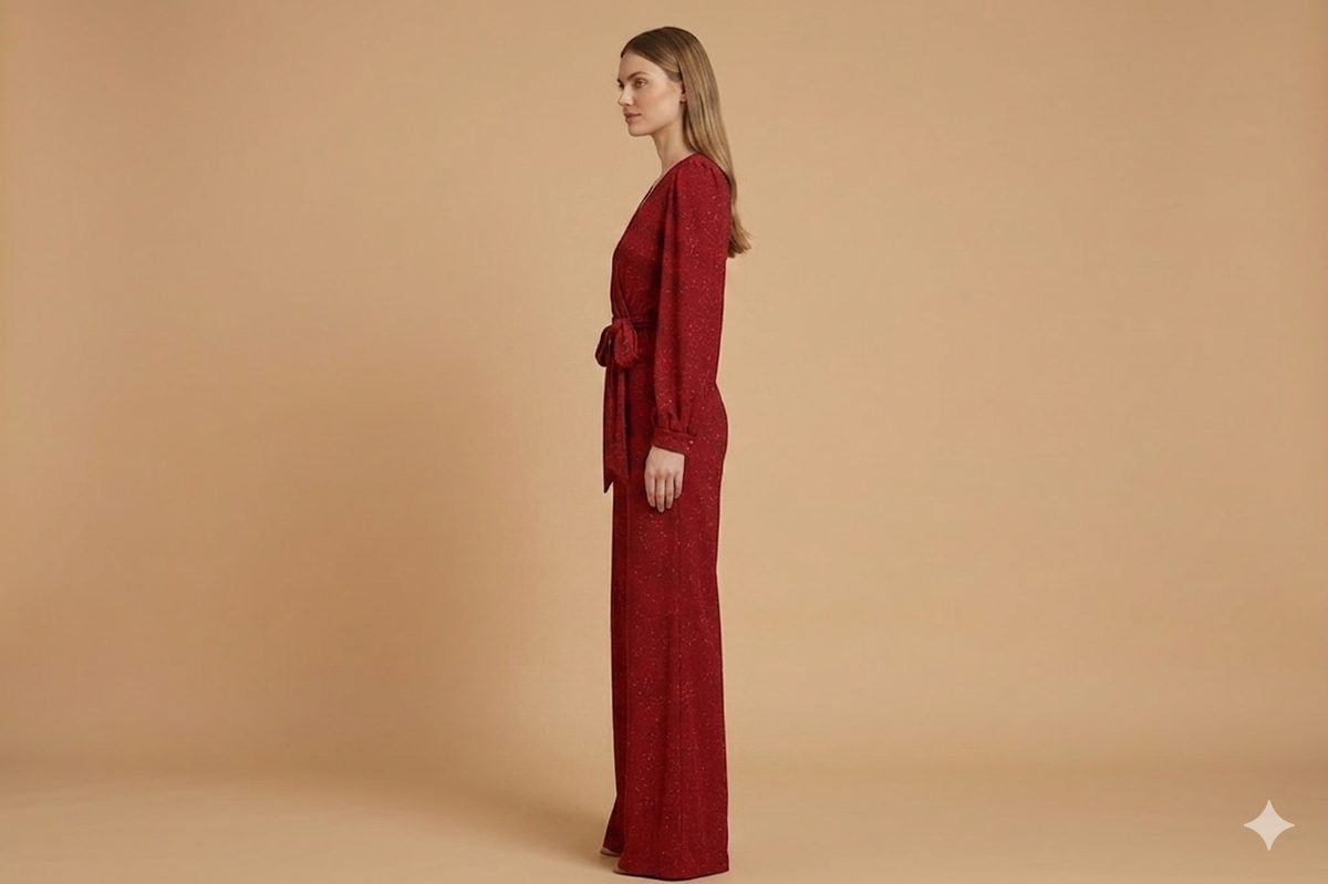 EF Red JUMPSUIT LONG SLEEVES
