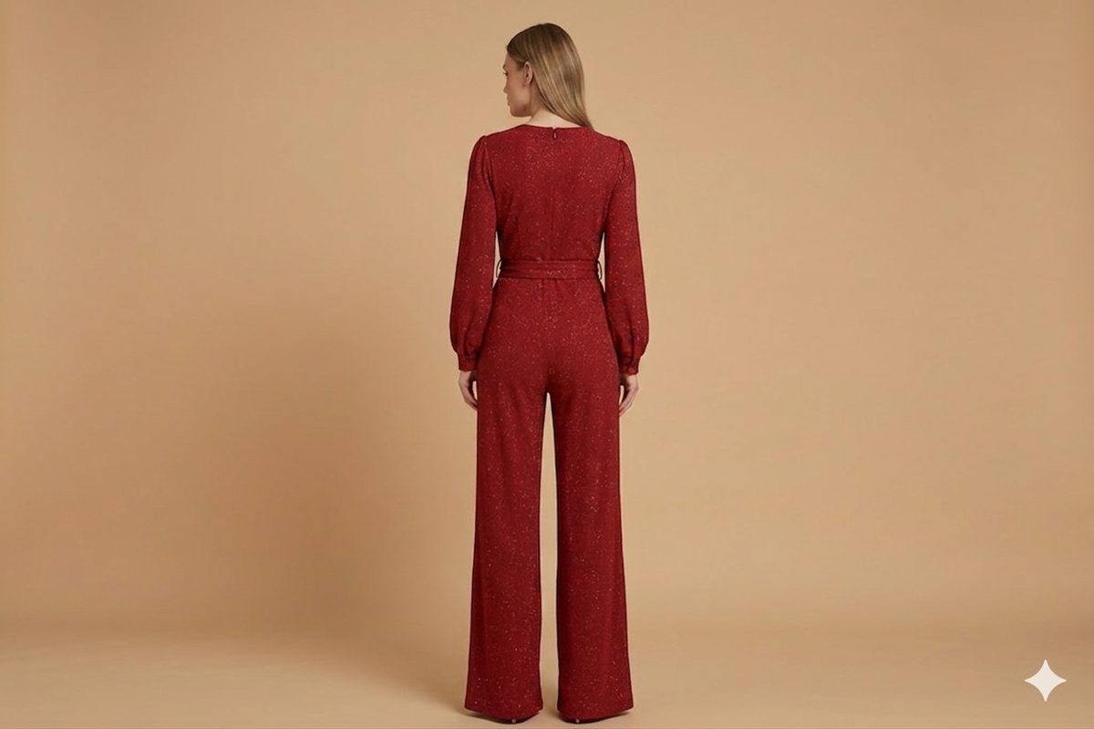 EF Red JUMPSUIT LONG SLEEVES