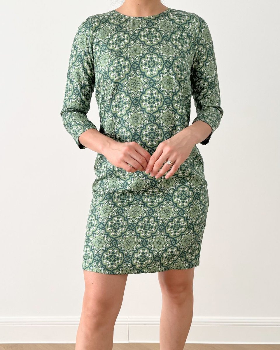 Nieves Lavi Green Patterned Midi Dress