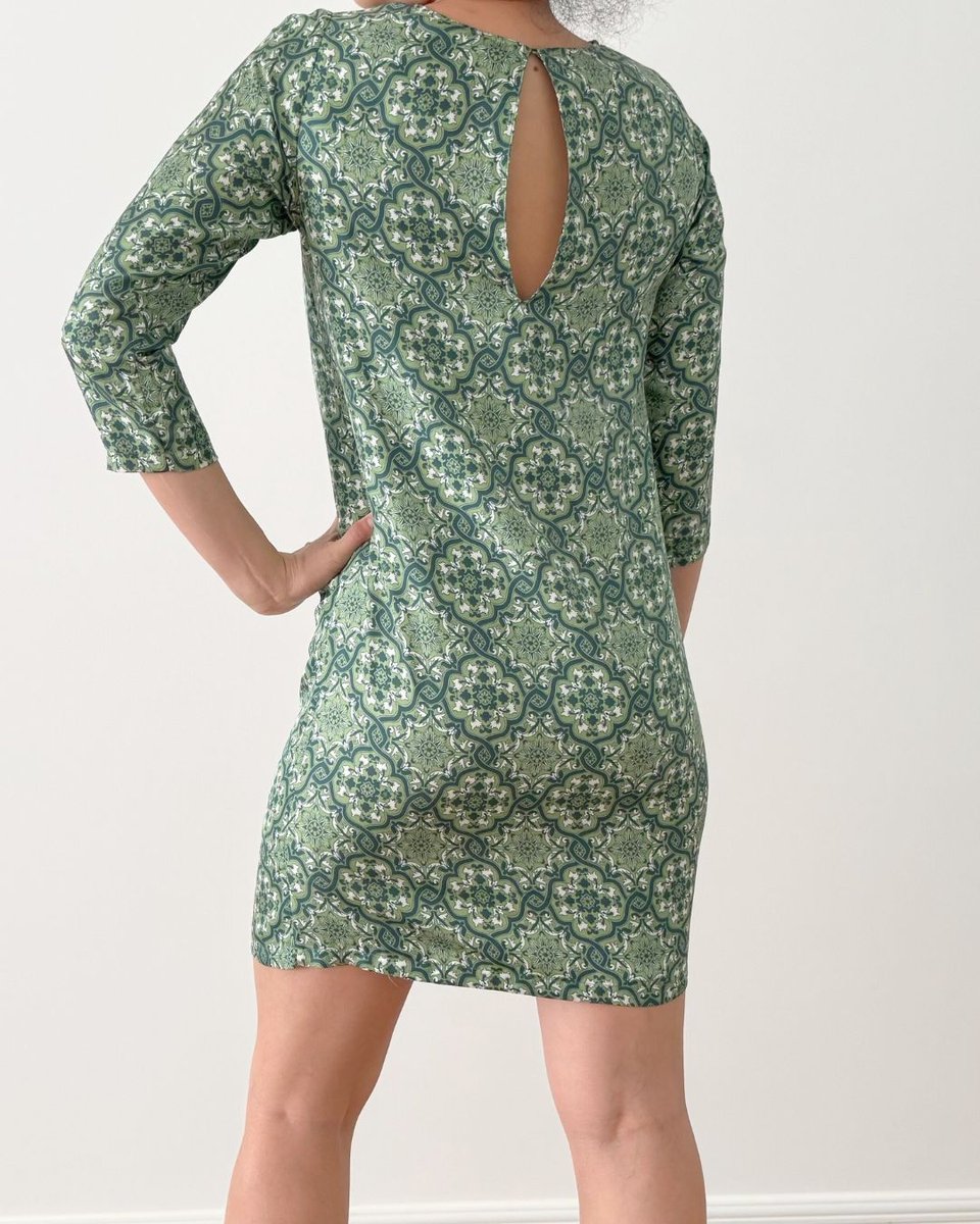 Nieves Lavi Green Patterned Midi Dress