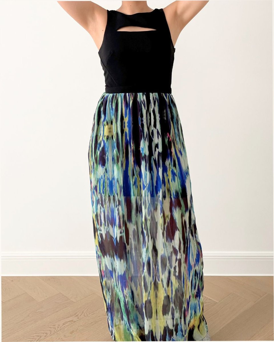 DP Collection Black / Multicoloured Long Dress