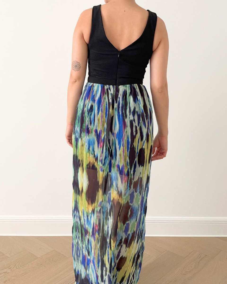 DP Collection Black / Multicoloured Long Dress