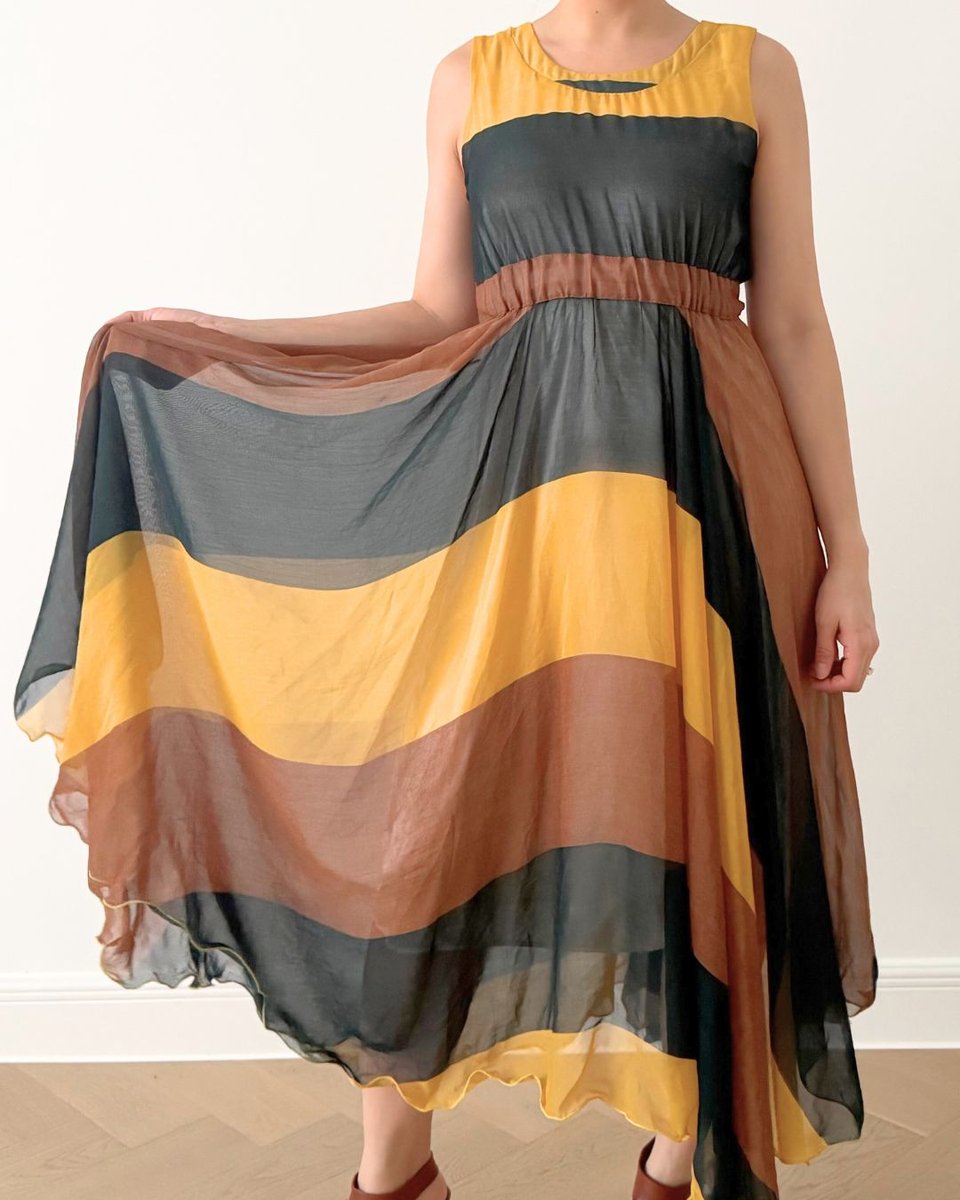 Boutique Yellow & Brown Long Dress
