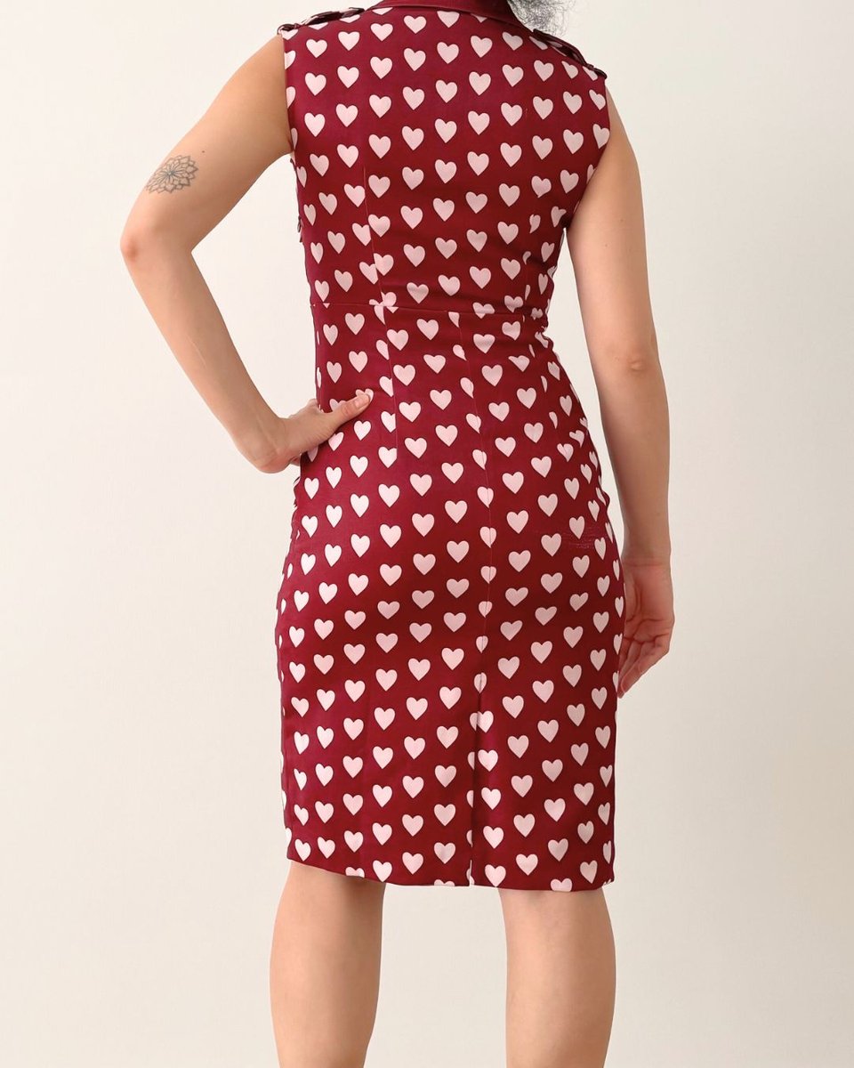 Red Love Hearts Midi Dress