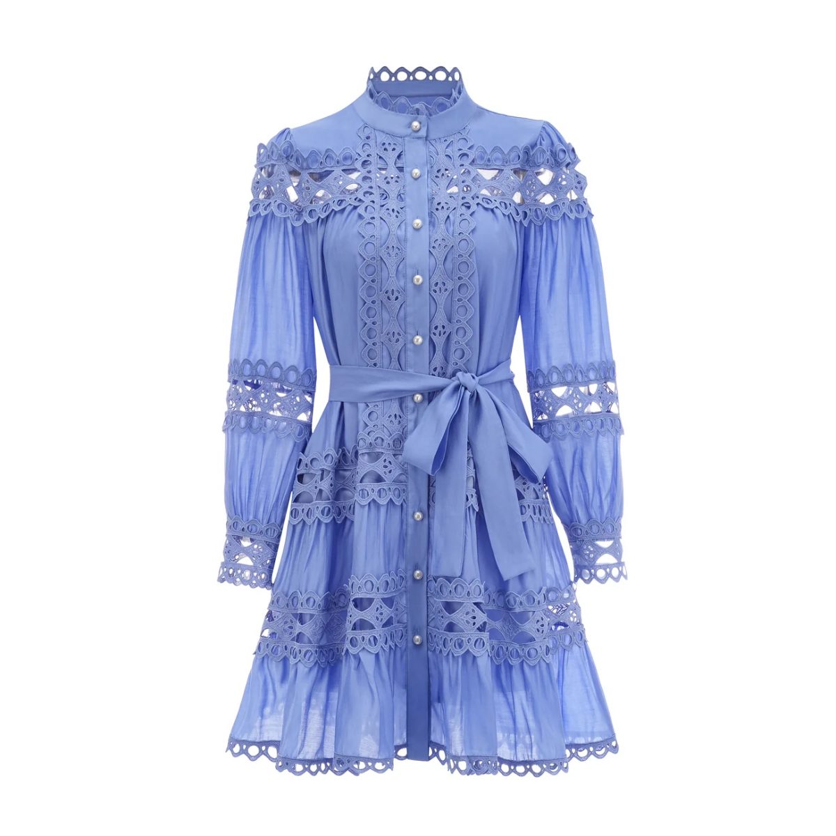 Miss Rosier Blue Dress with Pearl Buttons