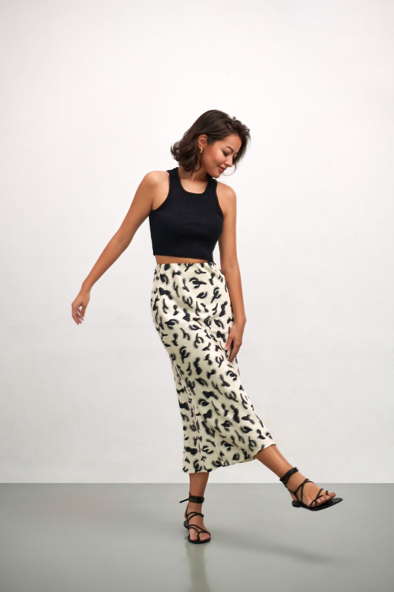Olivia Slip Skirt - Cactus White