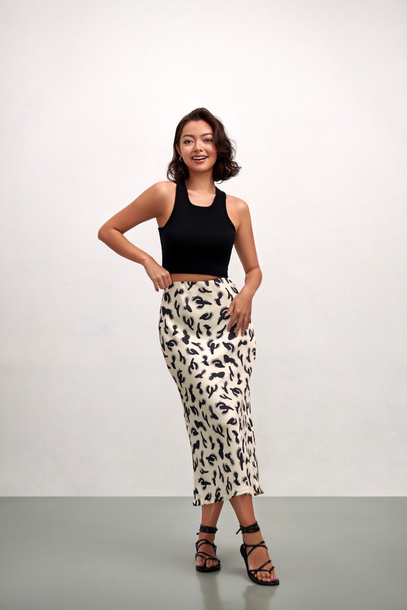 Olivia Slip Skirt - Cactus White