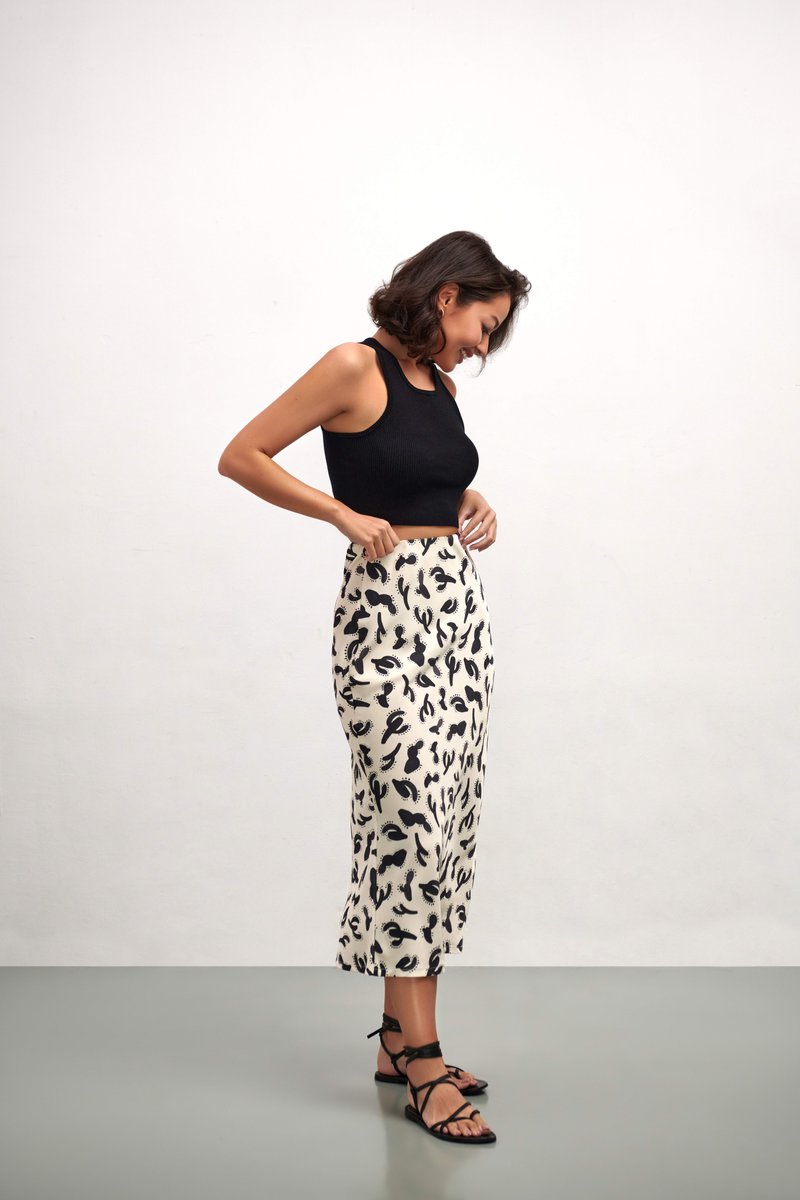 Olivia Slip Skirt - Cactus White