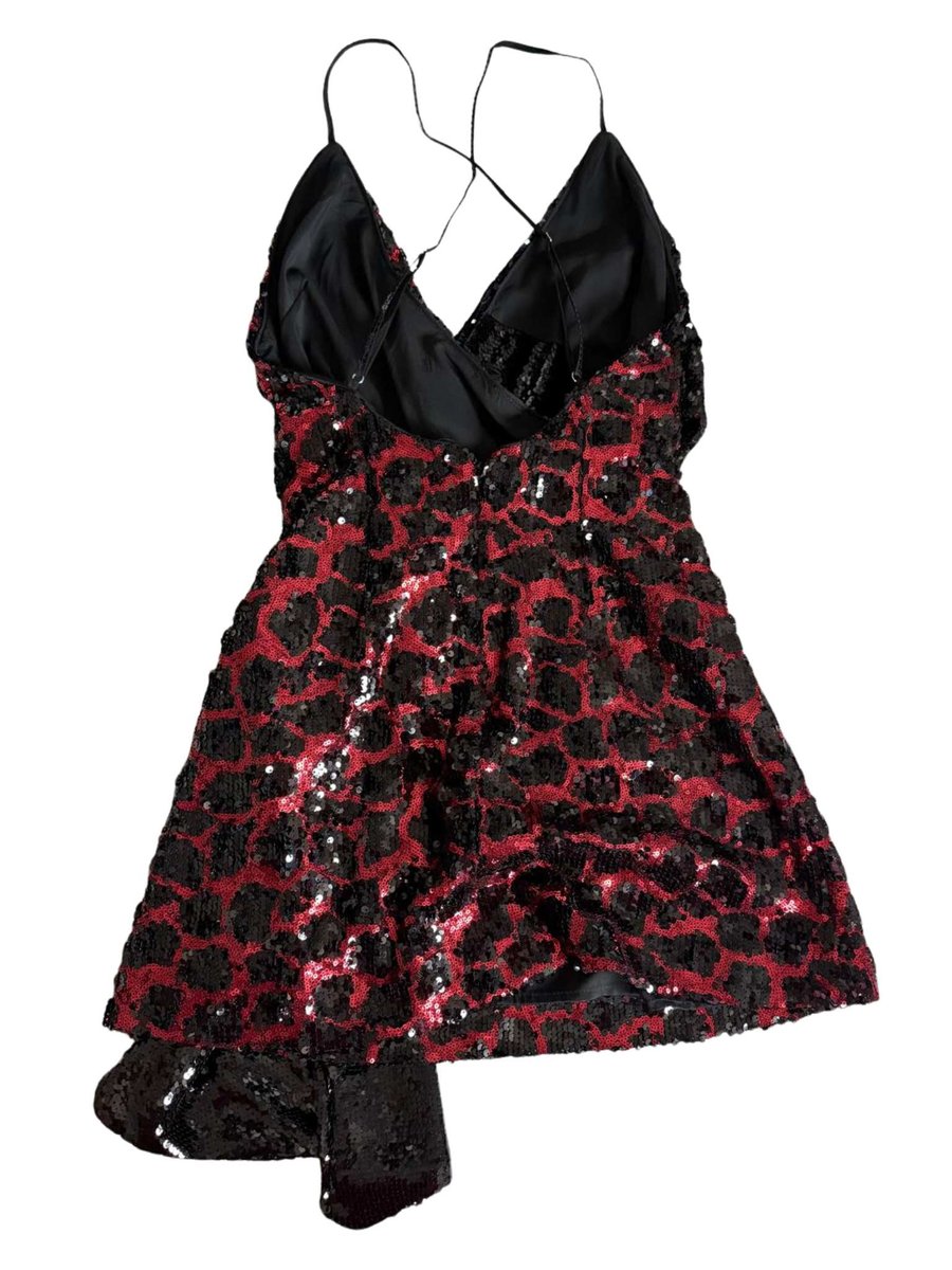 NBD black and red sequin halter minidress size S