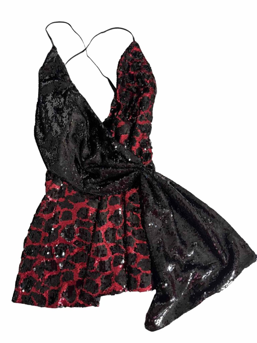 NBD black and red sequin halter minidress size S