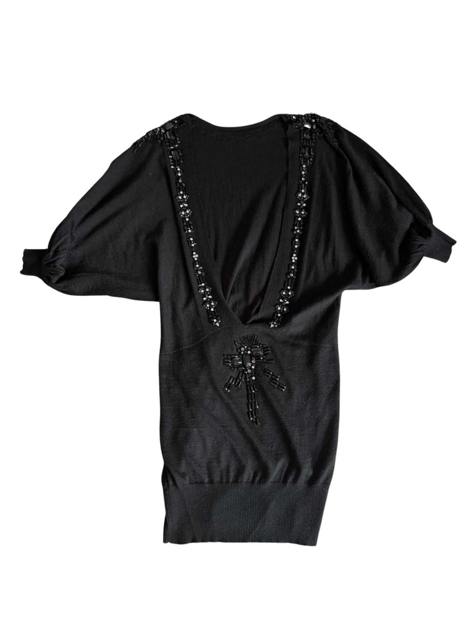 Backless black knit jumper dress size S