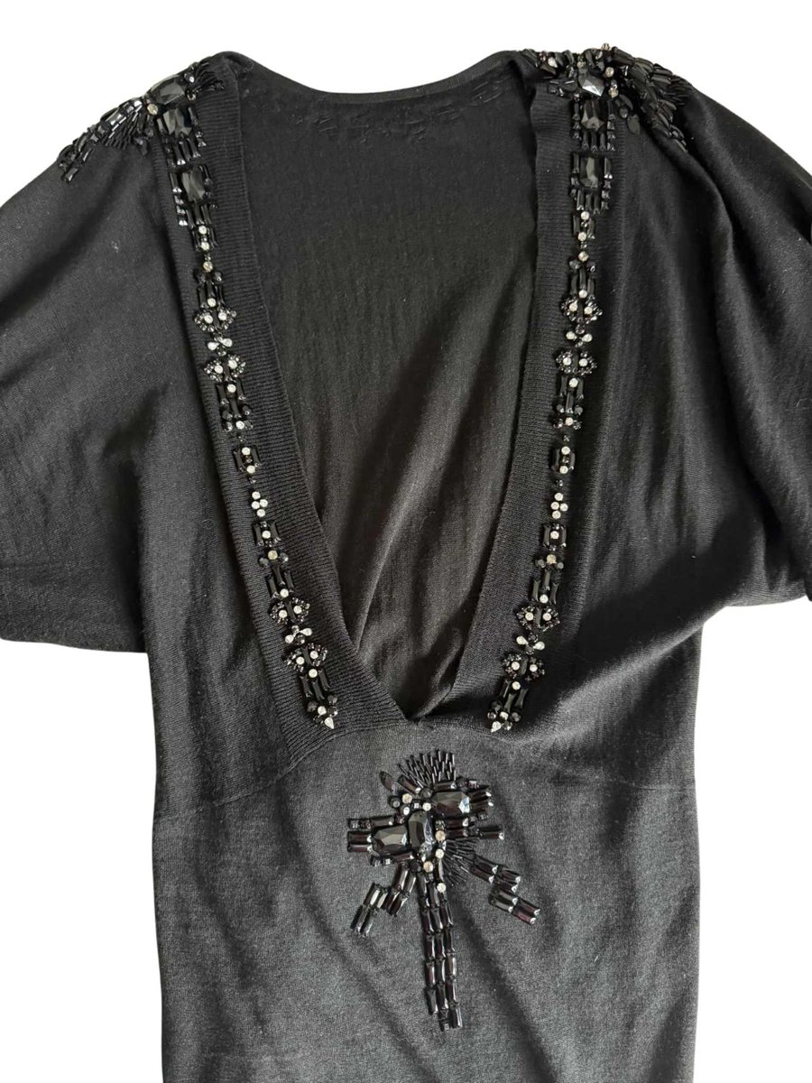 Backless black knit jumper dress size S
