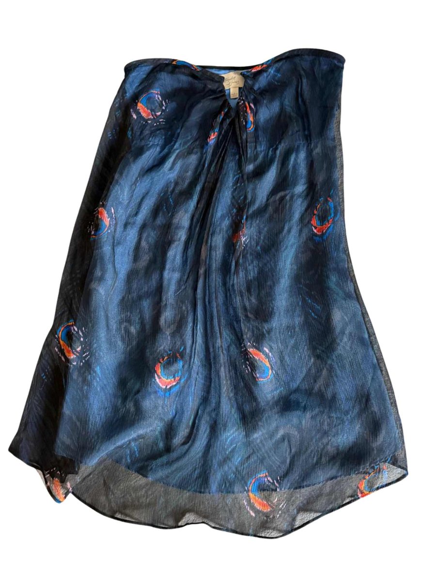 Elegant blue peacock strapless chiffon dress size S by Elizabeth and James.