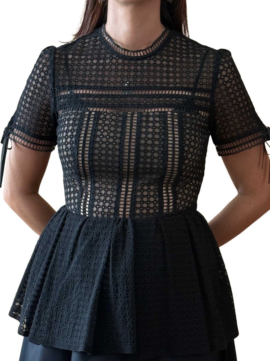 Self Portrait Black Peplum Top