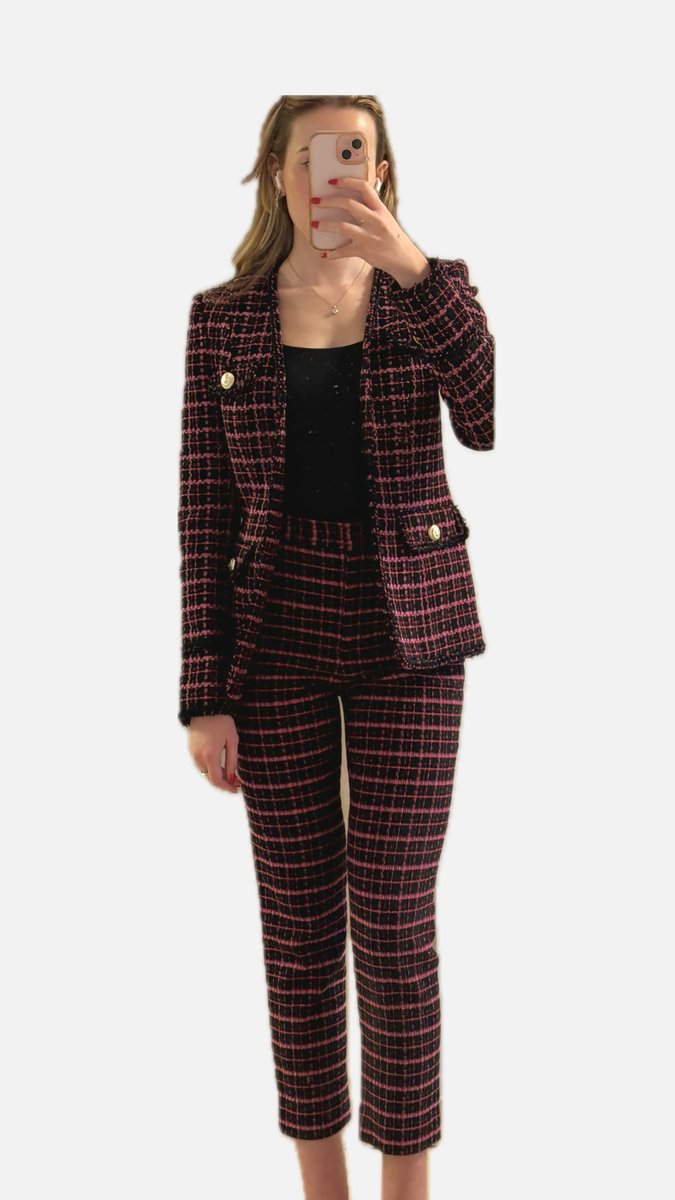 Pink Tweed Blazer Suit