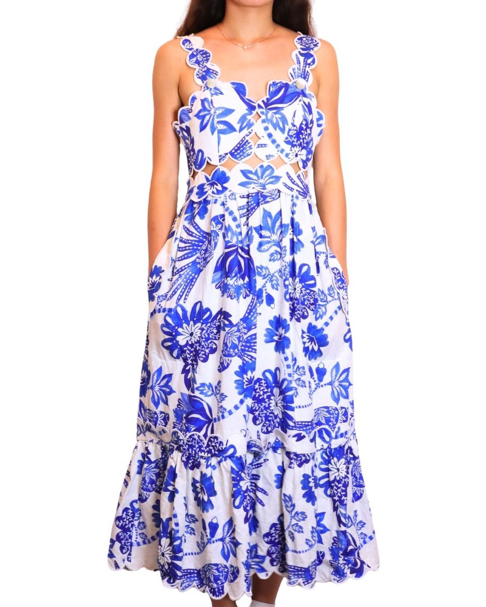 Farm Rio Flowerful Birds Midi Dress