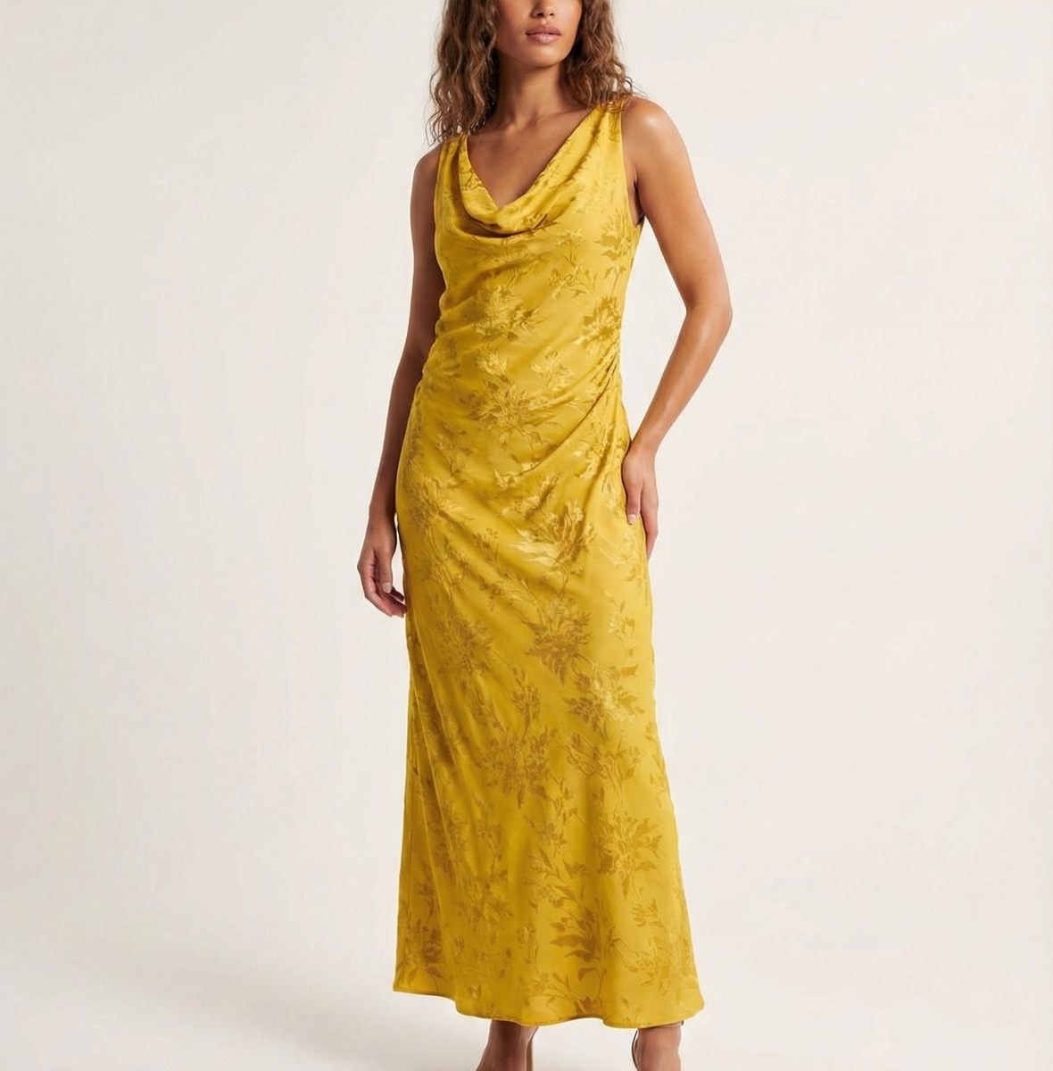 Zara Gold Jacquard Dress