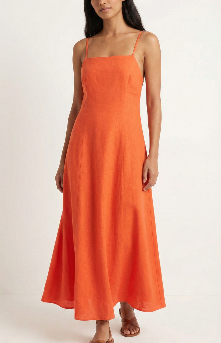 Mara Hoffman Orange Linen Midi Dress