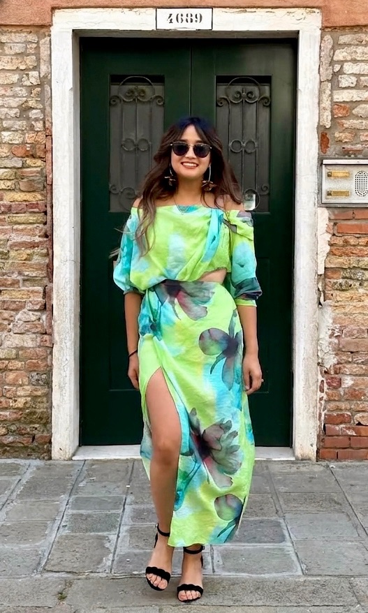 Asos Edition Off Shoulder Green Floral Dress