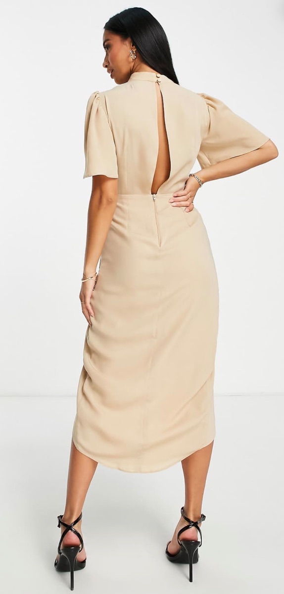 Asos Design Midi Wrap Front Dress