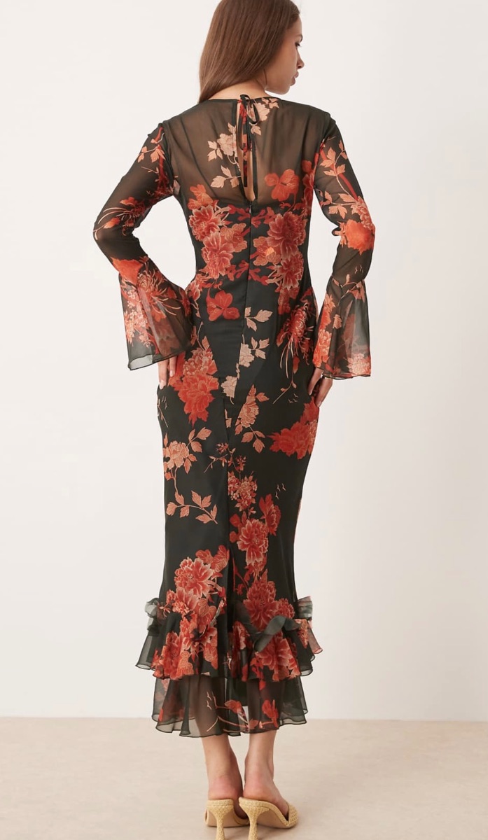 Asos design mesh maxi dress floral print