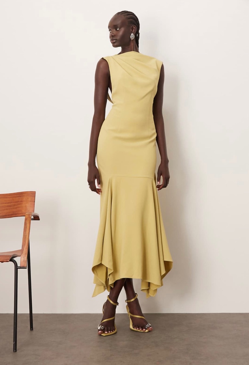 ARRANGE Drape Neck Open Back Dress