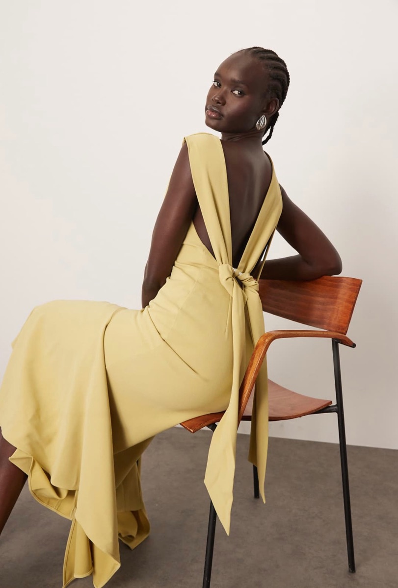 ARRANGE Drape Neck Open Back Dress