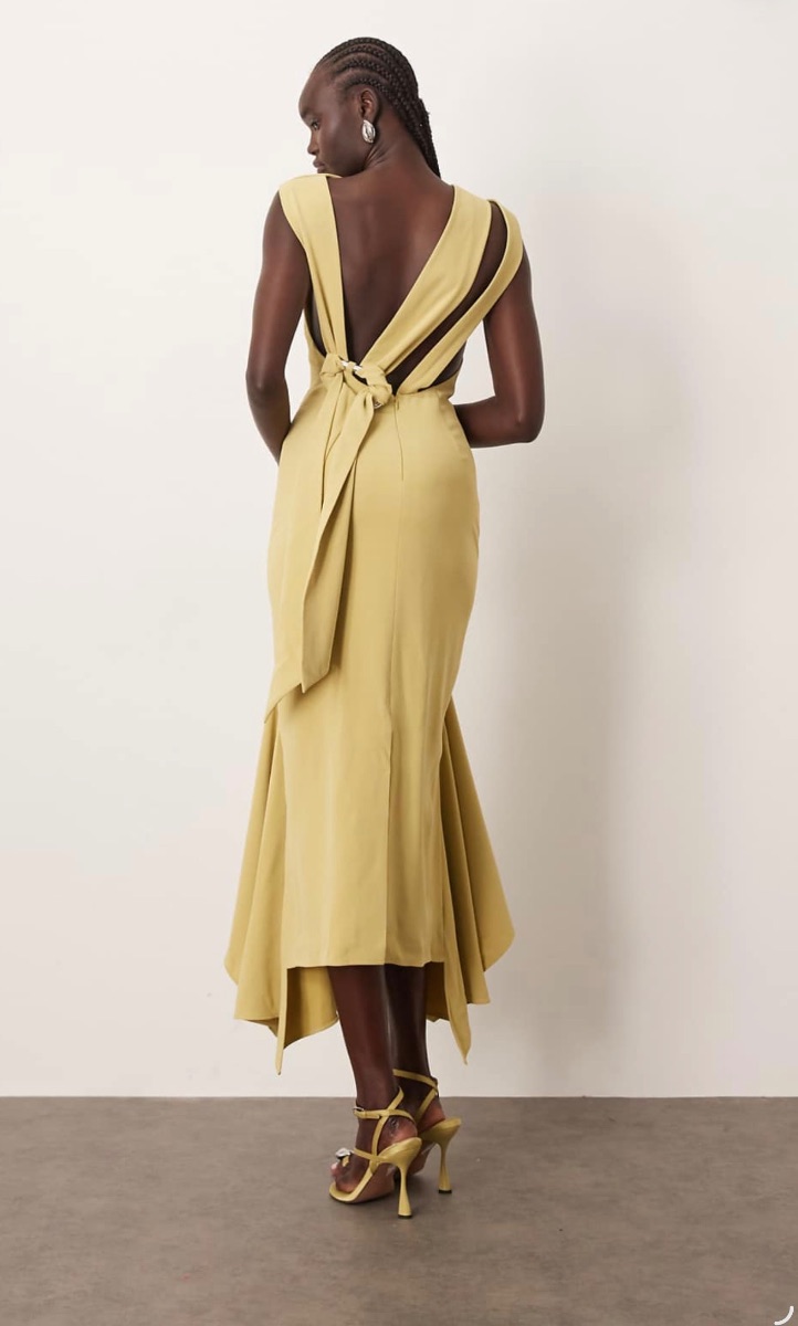 ARRANGE Drape Neck Open Back Dress
