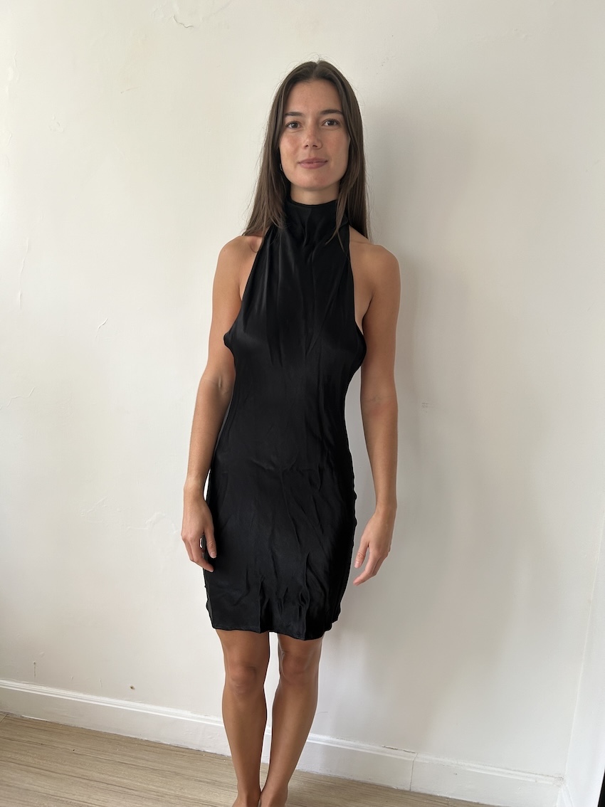 Sau Lee Short Silk Black Dress