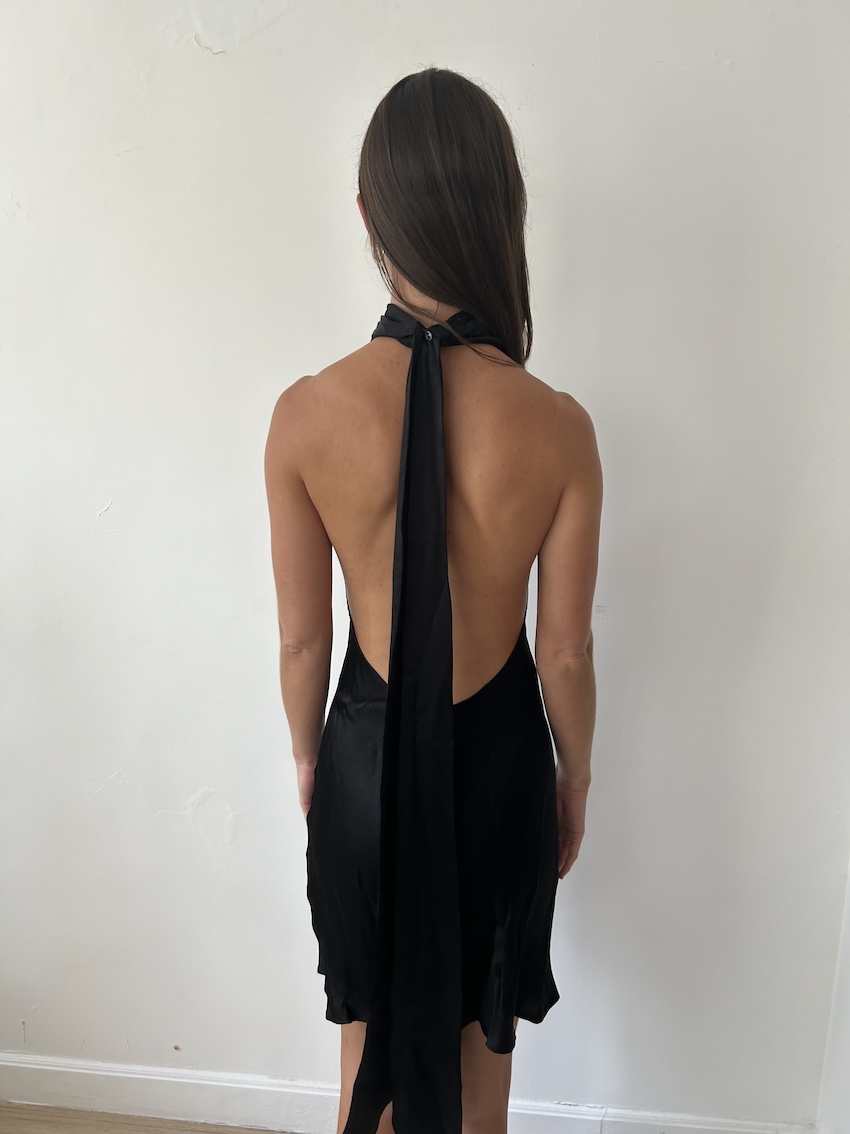 Sau Lee Short Silk Black Dress