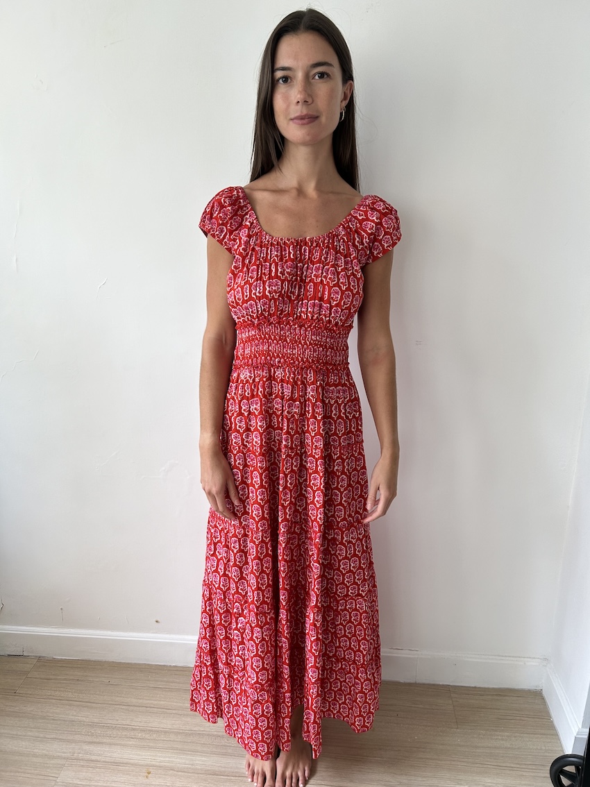 Pink City Prints Long Red Dress